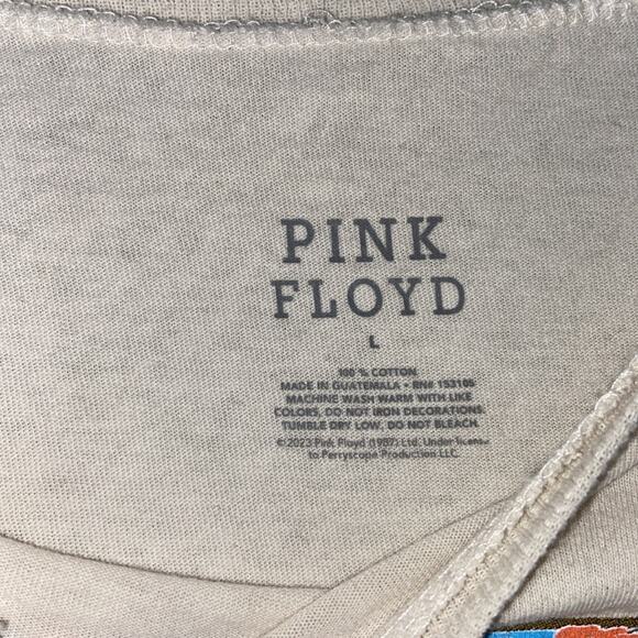Pink Floyd Beige Crewneck Marquee London Graphic Tshirt Cropped Tee Womens Large - Picture 3 of 4